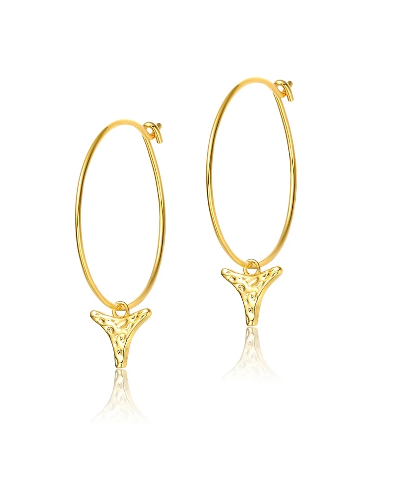 14K Gold Plated Cubic Zirconia Hoop Earrings