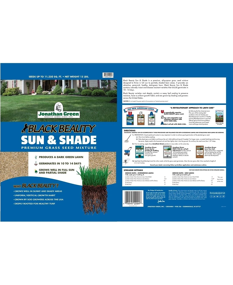 Jonathan Green (#12004) Black Beauty Sun & Shade Grass Seed, 15lb bag
