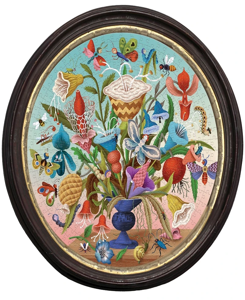 Eeboo Piece and Love Crazy Bug Bouquet 500 Piece Round Jigsaw Puzzle Set
