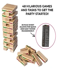 Power Hour Tower Adult Party Game 48 Hilarious Wooden Blocks