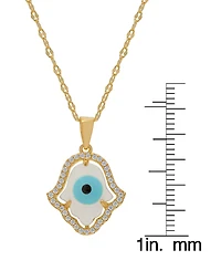 Macy's Mother of Pearl and Cubic Zirconia Hamsa Hand Pendant