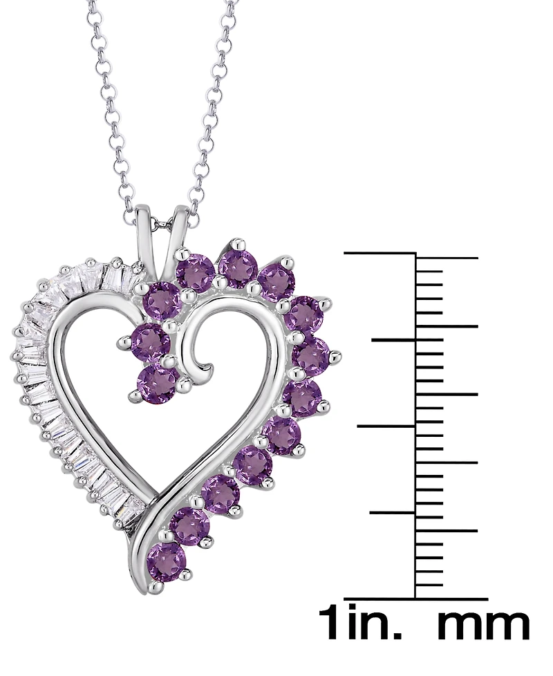 Macy's Simulated Sapphire Baguette and Cubic Zirconia Heart Pendant (Also Amethyst)