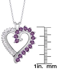 Macy's Simulated Sapphire Baguette and Cubic Zirconia Heart Pendant (Also Amethyst)