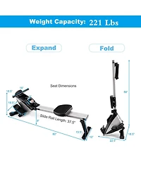 Magnetic Rowing Machine, Folding Rower with Lcd Display