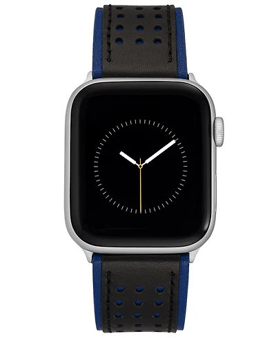 Vince Camuto Men's Black and Premium Leather Band with Perforated Design Compatible with 42/44/45/Ultra/Ultra 2 Apple Watch