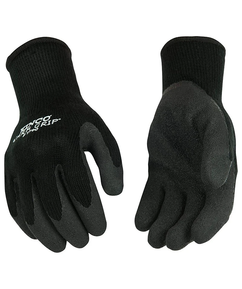 Kinco Warm Grip Thermal Knit Shell with Latex Palm, Black, Size Large