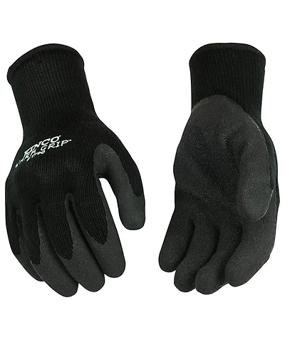 Kinco Warm Grip Thermal Knit Shell with Latex Palm, Black, Size Large