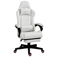 Vinsetto Racing Gaming Chair w/ Padded Arms, Pu Leather Recliner Office, White