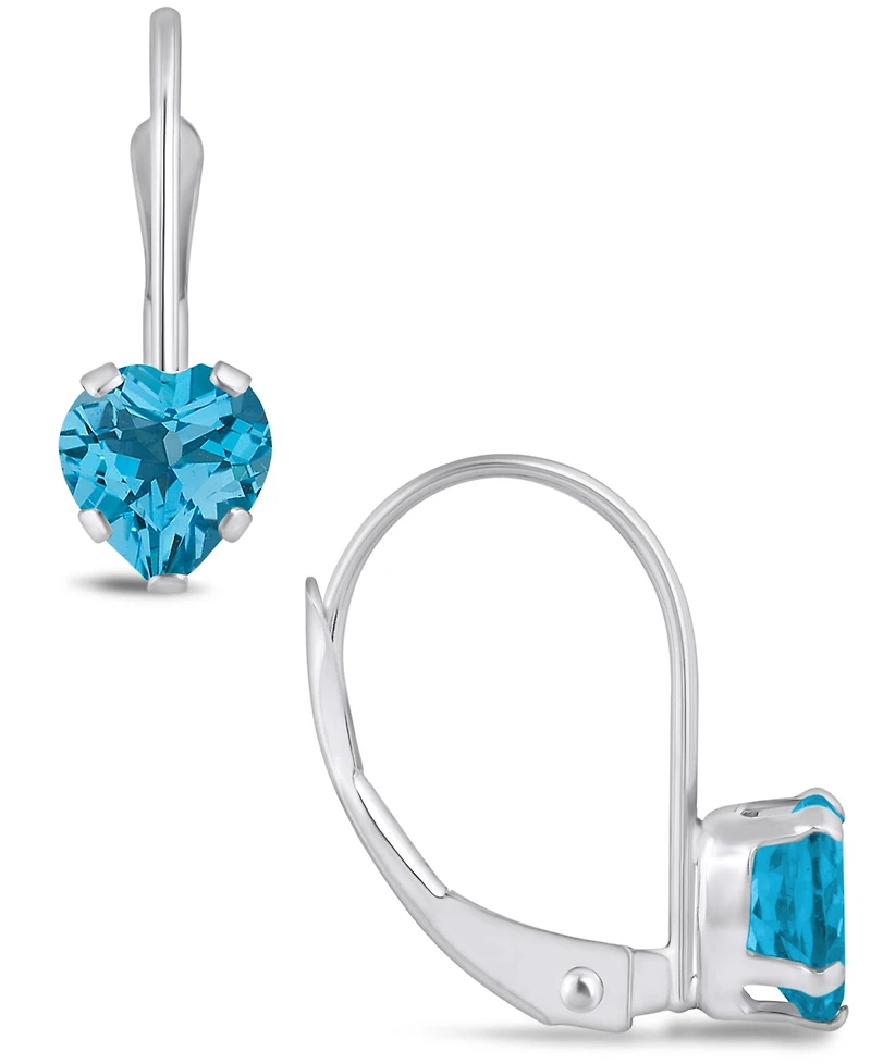 Macy's Gemstone Leverback Earrings 10K White Gold