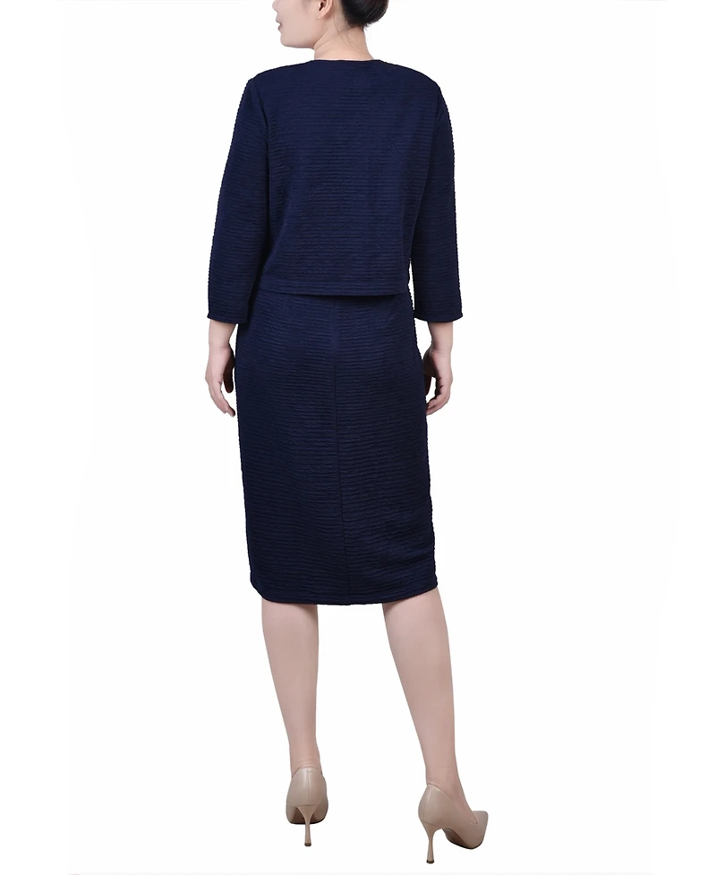 Ny Collection Women's Textured 3/4 Sleeve Two Piece Dress Set