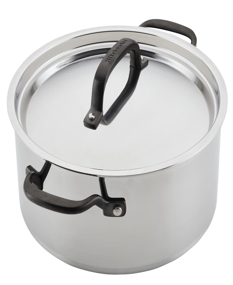 KitchenAid 5-Ply Clad Stainless Steel 6 Quart Induction Stockpot with Lid