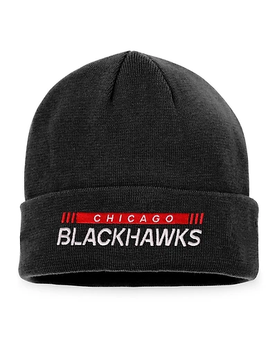 Men's Fanatics Black Chicago Blackhawks Authentic Pro Rink Cuffed Knit Hat