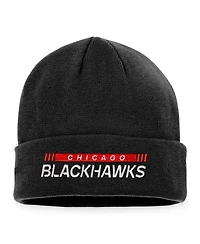 Men's Fanatics Black Chicago Blackhawks Authentic Pro Rink Cuffed Knit Hat