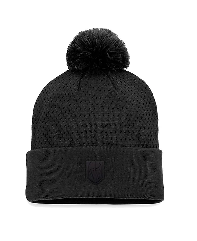Women's Fanatics Black Vegas Golden Knights Authentic Pro Road Cuffed Knit Hat with Pom