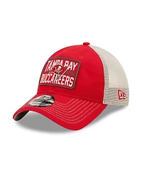 Men's New Era Red and Natural Tampa Bay Buccaneers Devoted Trucker 9TWENTY Snapback Hat