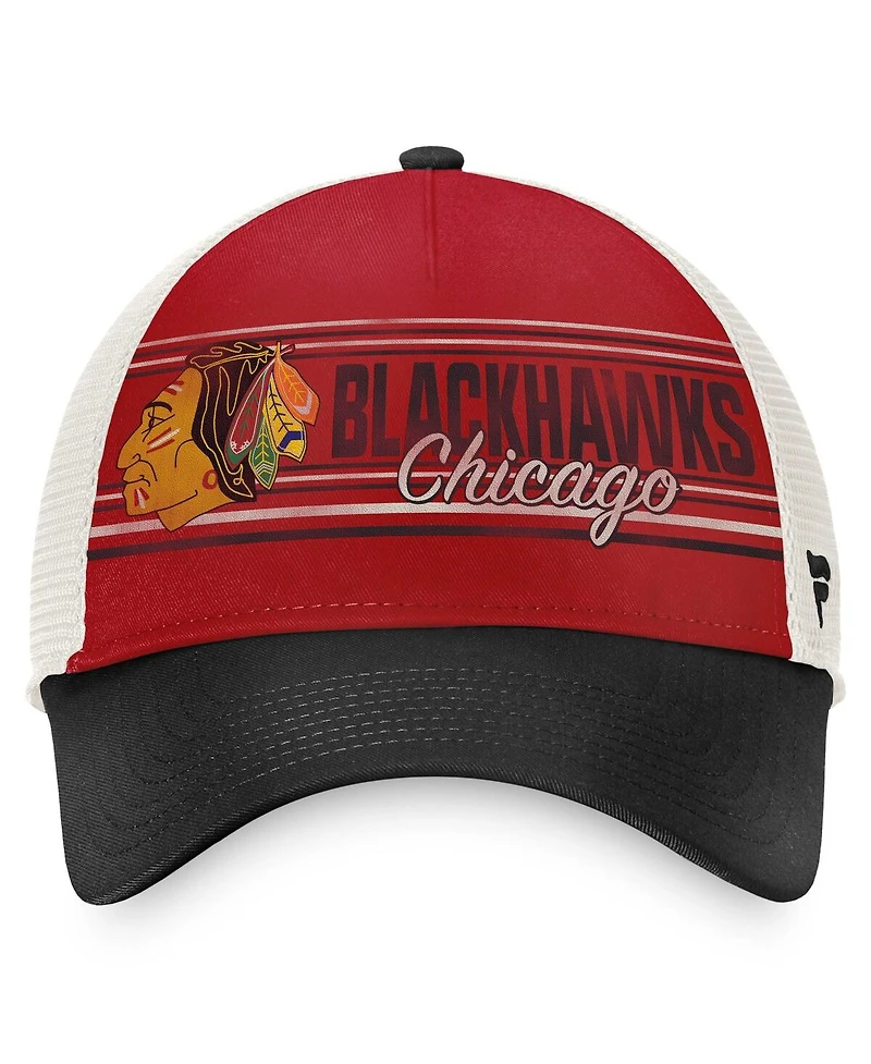 Men's Fanatics Red, Black Chicago Blackhawks True Classic Retro Trucker Snapback Hat