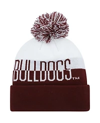 Men's adidas Maroon and White Mississippi State Bulldogs Colorblock Cuffed Knit Hat with Pom