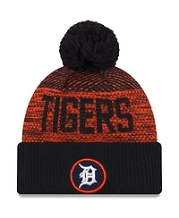 Men's New Era Navy Detroit Tigers Authentic Collection Sport Cuffed Knit Hat with Pom