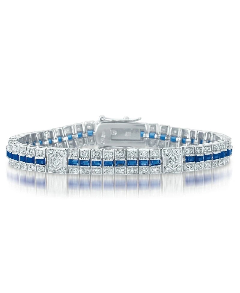 Sterling Silver White Gold Plated Cubic Zirconia Elegant Bracelet
