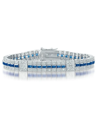 Sterling Silver White Gold Plated Cubic Zirconia Elegant Bracelet