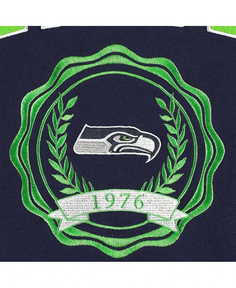 Women's Tommy Hilfiger College Navy Seattle Seahawks Becca Drop Shoulder Pullover Hoodie