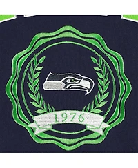 Women's Tommy Hilfiger College Navy Seattle Seahawks Becca Drop Shoulder Pullover Hoodie