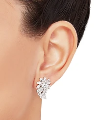 Arabella Cubic Zirconia Cluster Drop Earrings in Sterling Silver