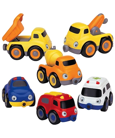 Small World Toys Emergency & Construction Truck Tailgate Trios - Set of 6