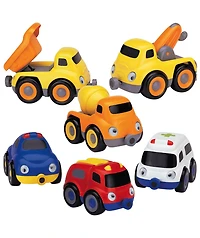 Small World Toys Emergency & Construction Truck Tailgate Trios - Set of 6