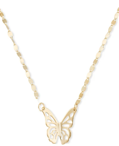 Butterfly Openwork 18" Pendant Necklace in 10k Gold