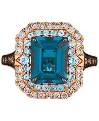 Le Vian Deep Sea Blue Topaz (3-1/2 ct. t.w.), Blue Topaz (1/4 ct. t.w.) & Diamond (7/8 ct. t.w.) Ring in 14k Rose Gold