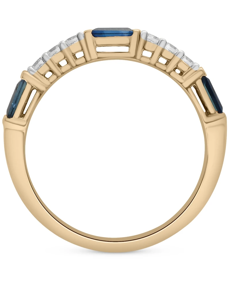Lab-Grown Blue Sapphire (3/8 ct. t.w.) & Lab-Grown White Sapphire (1/5 ct. t.w.) Stack Ring in 14k Gold-Plated Sterling Silver