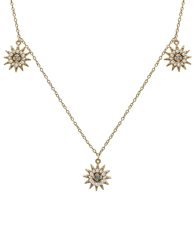London Blue Topaz (1/10 ct. t.w.) & Lab-grown White Sapphire (1/3 ct. t.w.) Dangle Star Statement Necklace in 14k Gold-Plated Sterling Silver, 16" + 2
