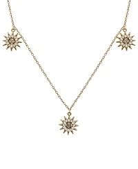 London Blue Topaz (1/10 ct. t.w.) & Lab-grown White Sapphire (1/3 ct. t.w.) Dangle Star Statement Necklace in 14k Gold-Plated Sterling Silver, 16" + 2