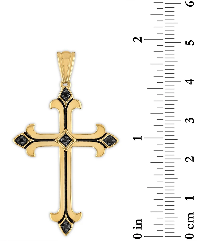 Esquire Men's Jewelry Black Cubic Zirconia Cross Pendant in 14k Gold-Plated Sterling Silver, Created for Macy's