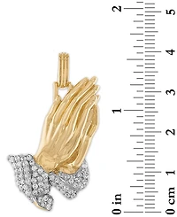 Esquire Men's Jewelry Cubic Zirconia Two-Tone Praying Hands Pendant in Sterling Silver & 14k Gold-Plate, Created for Macy's