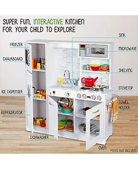 Lil' Jumbl Kitchen Set for Kids, Wooden Pretend Play Kitchen Set White