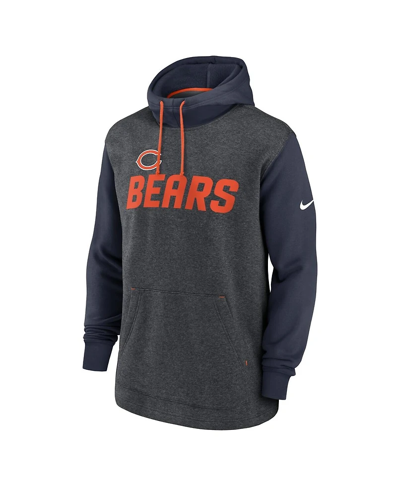 Men's Nike Heathered Charcoal, Navy Chicago Bears Surrey Legacy Pullover Hoodie