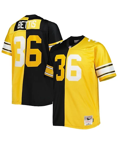 Men's Mitchell & Ness Jerome Bettis Black and Gold Pittsburgh Steelers Big and Tall Split Legacy Retired Player Replica Jersey