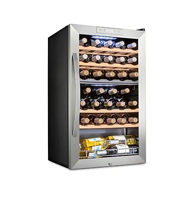 Schmecke Freestanding Wine Refrigerator, 33 Bottle Dual Wine Cooler