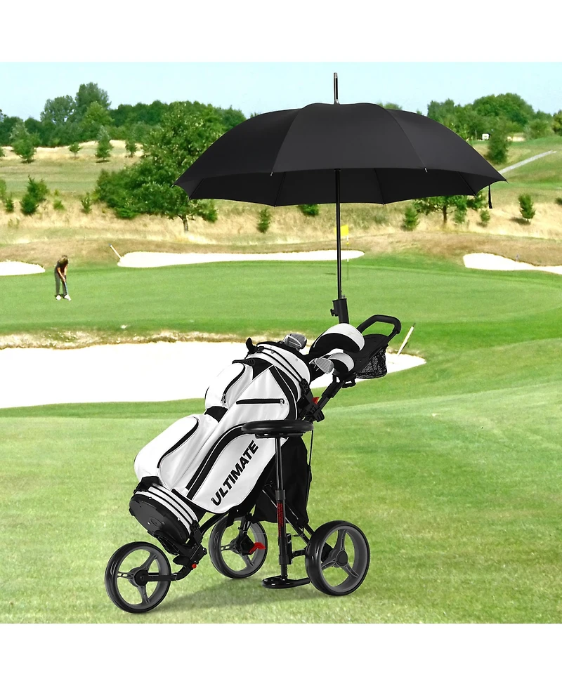 Folding 3 Wheels Golf Push Cart W/Seat Scoreboard Adjustable Handle