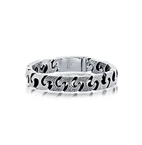 Metallo Mens Stainless Steel Textured Linked Bracelet