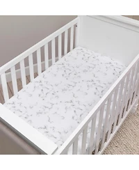 Lambs & Ivy Baby Signature Gray/White Marble Organic Cotton Fitted Crib Sheet