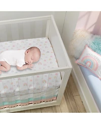 Lambs & Ivy Watercolor Pastel Rainbow 100% Cotton Baby Fitted Crib Sheet