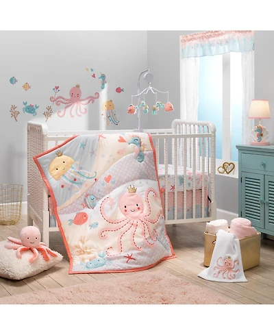 Bedtime Originals Ocean Mist 3-Piece Pink/Gray/Yellow Baby Crib Bedding Set