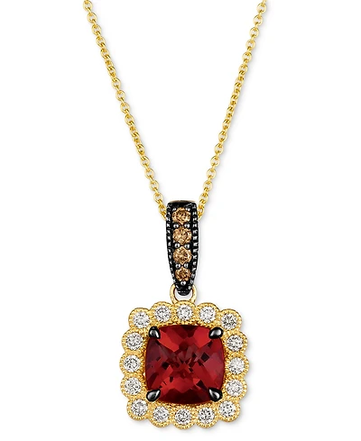 Le Vian Pomegranate Garnet (2-3/4 ct. t.w.) & Diamond (3/8 ct. t.w.) Halo Pendant Necklace in 14k Gold, 18" + 2" extender