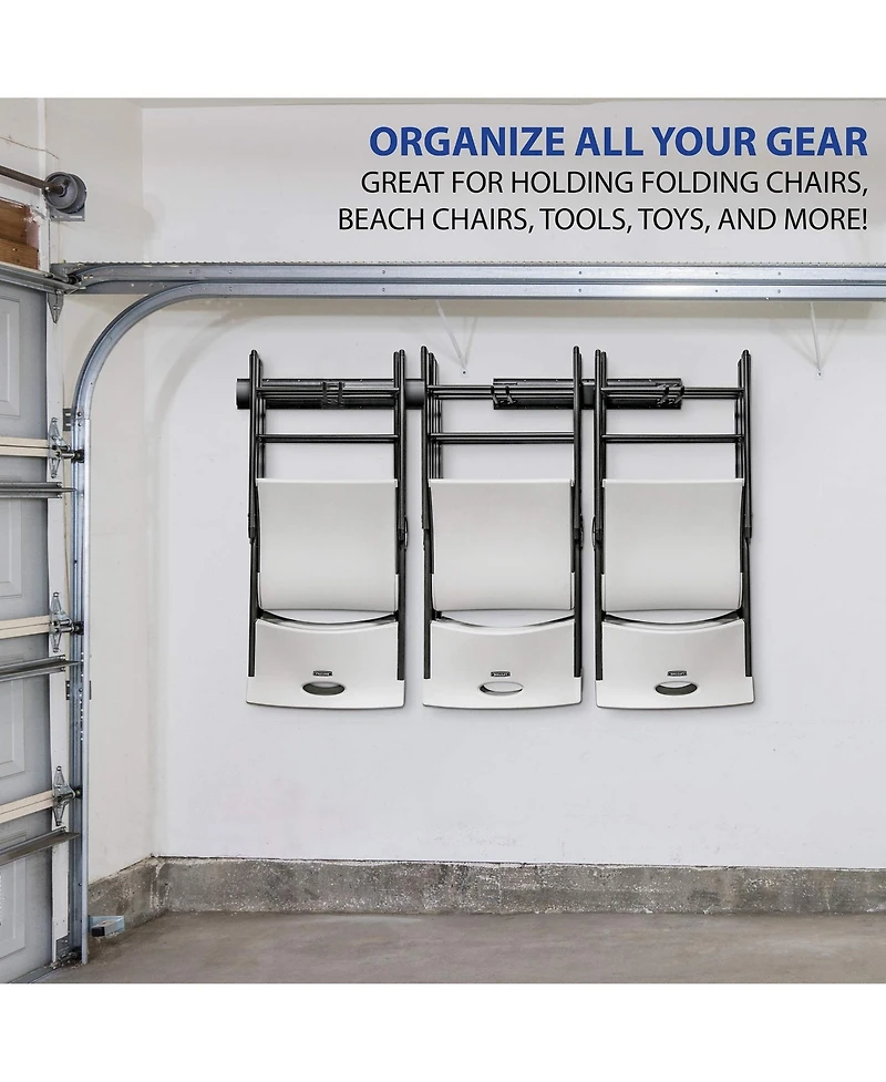 Raxgo Chair Storage Rack, Mounted Folding Chair Rack and Hanger System