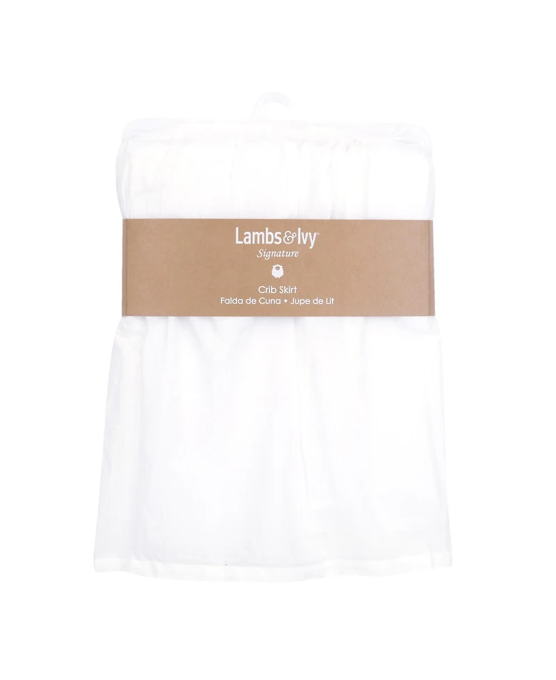 Lambs & Ivy Signature White Cotton Voile Ruffled Crib Skirt