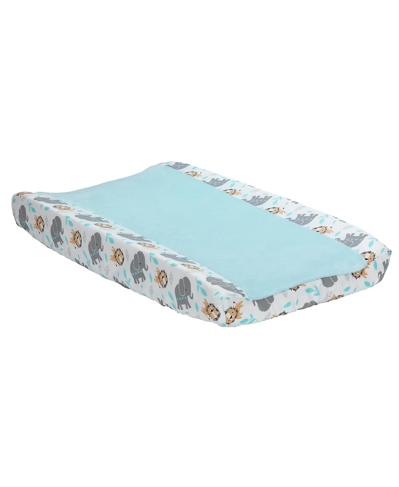 Bedtime Originals Jungle Fun Blue Coral Fleece Changing Pad Cover - Elephant/Lion