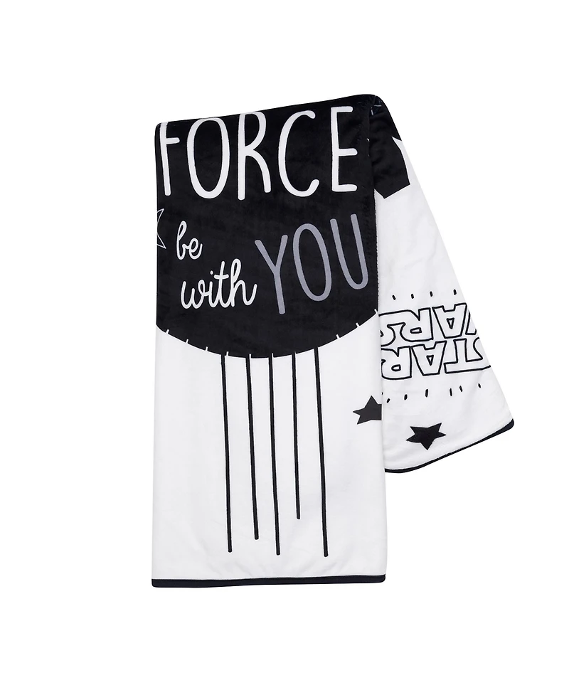 Lambs & Ivy Star Wars Millennium Falcon Black/White Soft Faux Shearling Baby Blanket